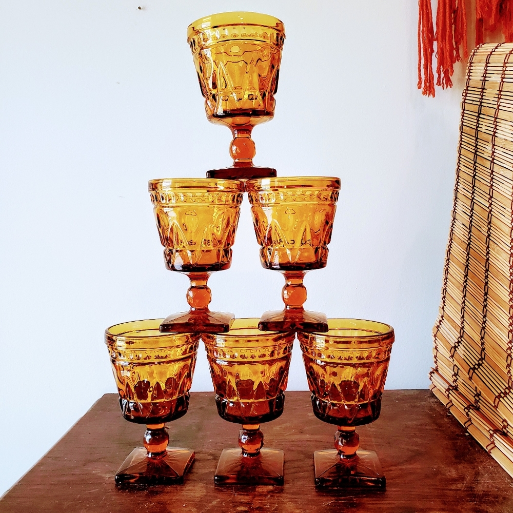 COPY - Vintage Indiana Amber Goblet Style